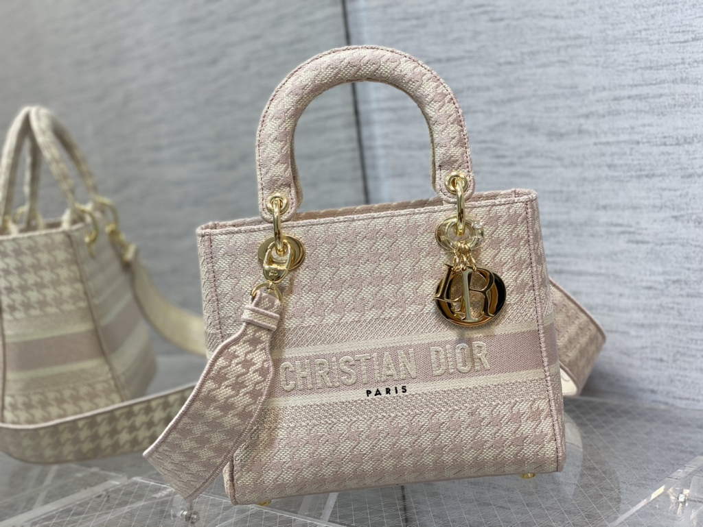 Dior M0565 Medium Lady D-Lite Bag Beige and Pink - Default Title - View 2