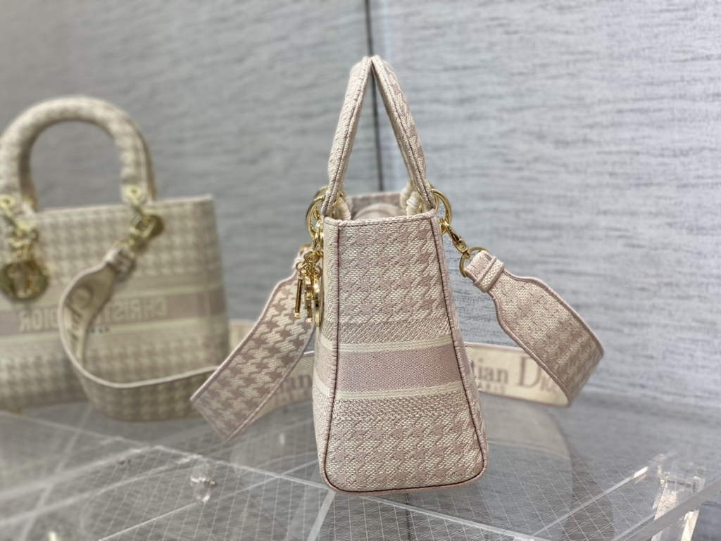 Dior M0565 Medium Lady D-Lite Bag Beige and Pink - Default Title - View 6