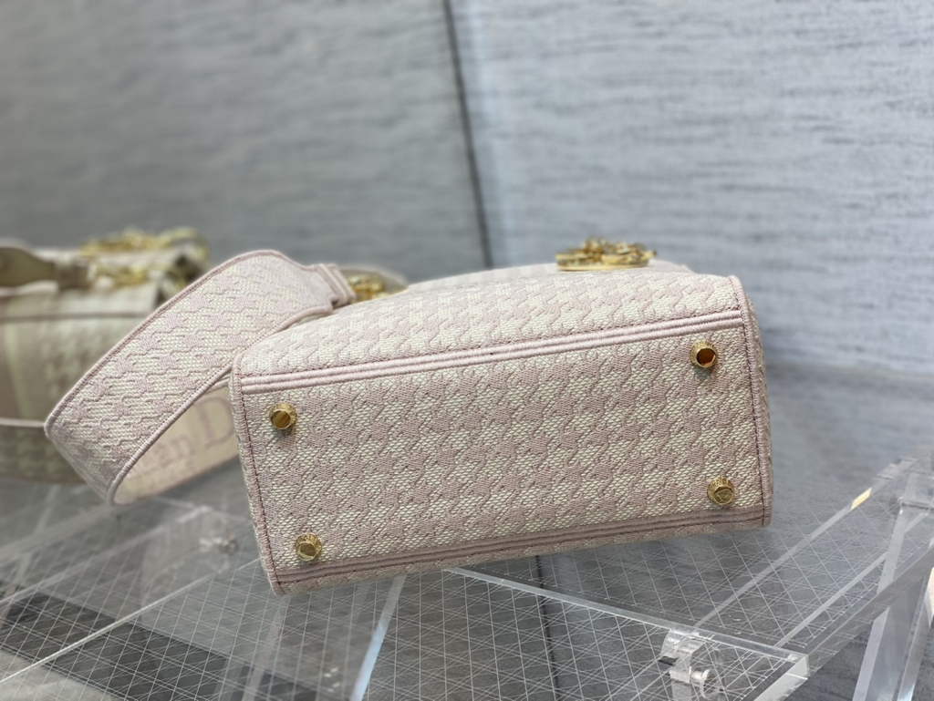 Dior M0565 Medium Lady D-Lite Bag Beige and Pink - Default Title - View 7