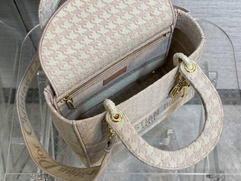 Dior M0565 Medium Lady D-Lite Bag Beige and Pink - Default Title - View 8