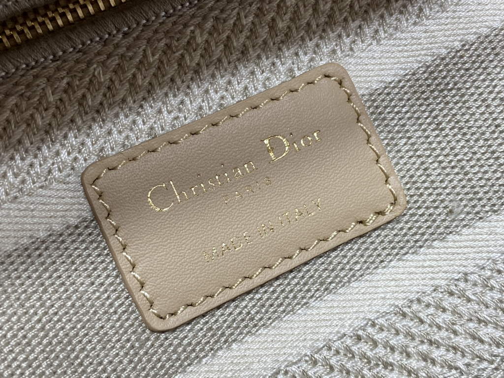 Dior M0565 Medium Lady D-Lite Bag Beige D-Stripes Embroidery - Default Title - View 3