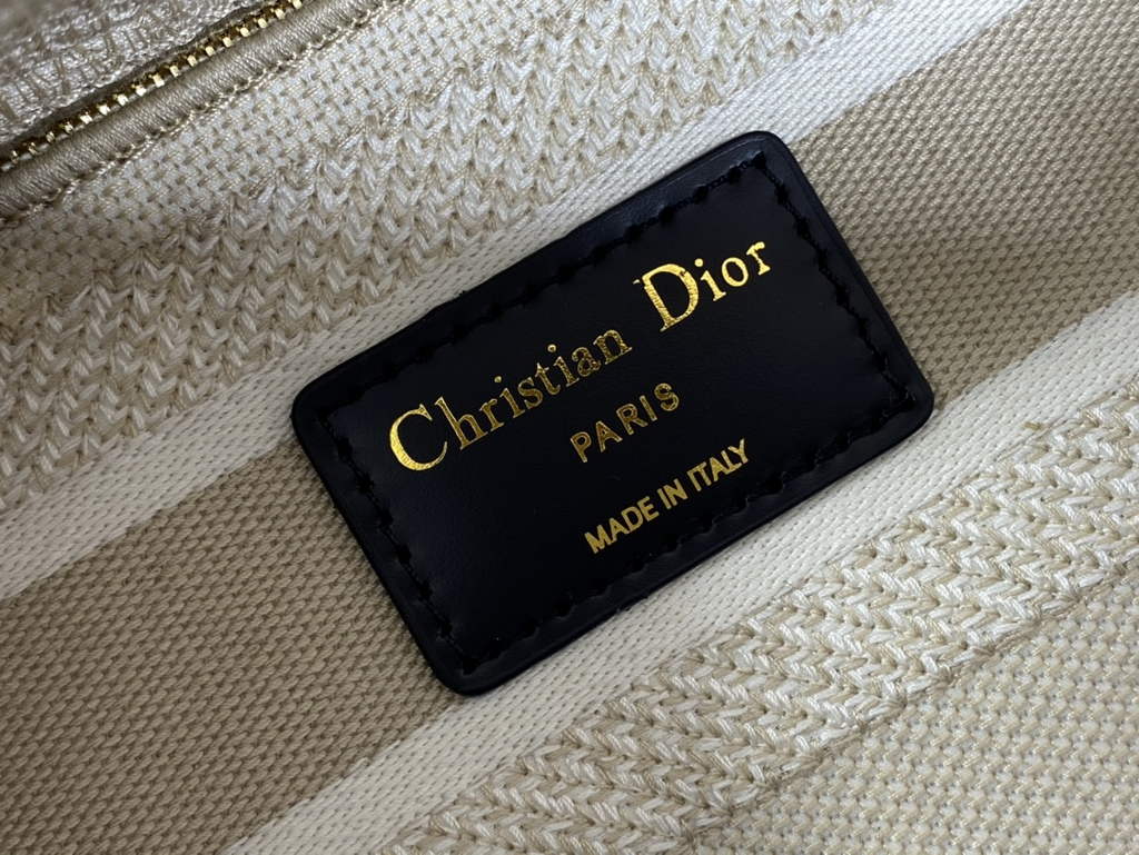 Dior M0565 Medium Lady D-Lite Bag Beige D-Stripes Embroidery - Default Title - View 6