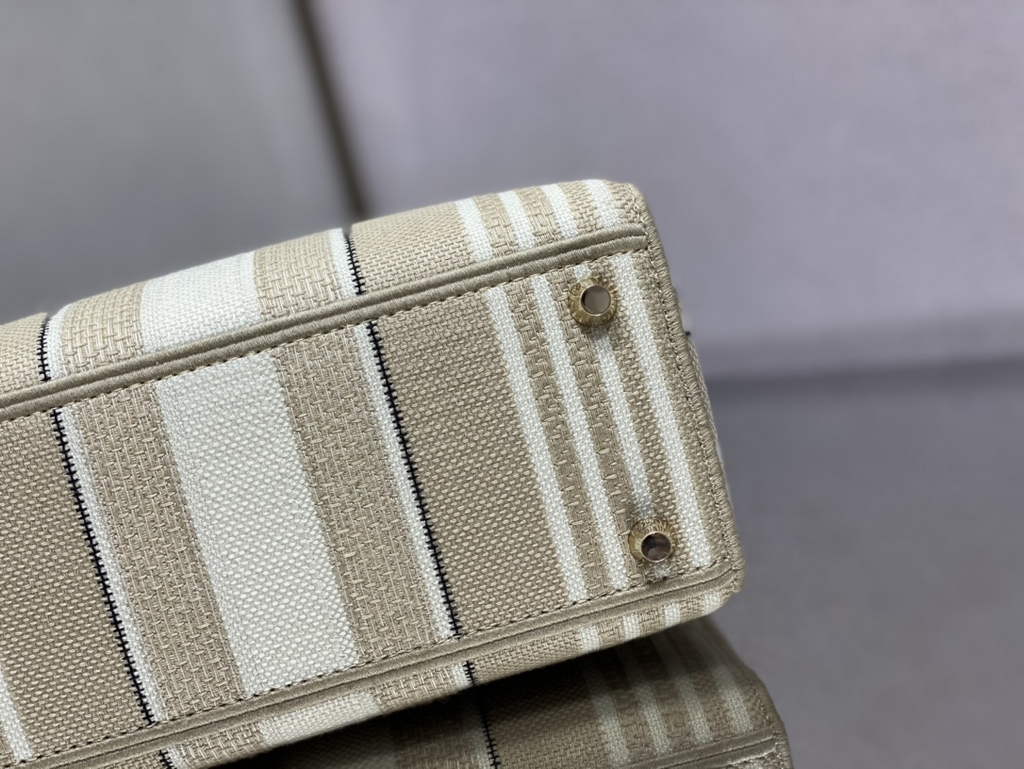 Dior M0565 Medium Lady D-Lite Bag Beige D-Stripes Embroidery - Default Title - View 11