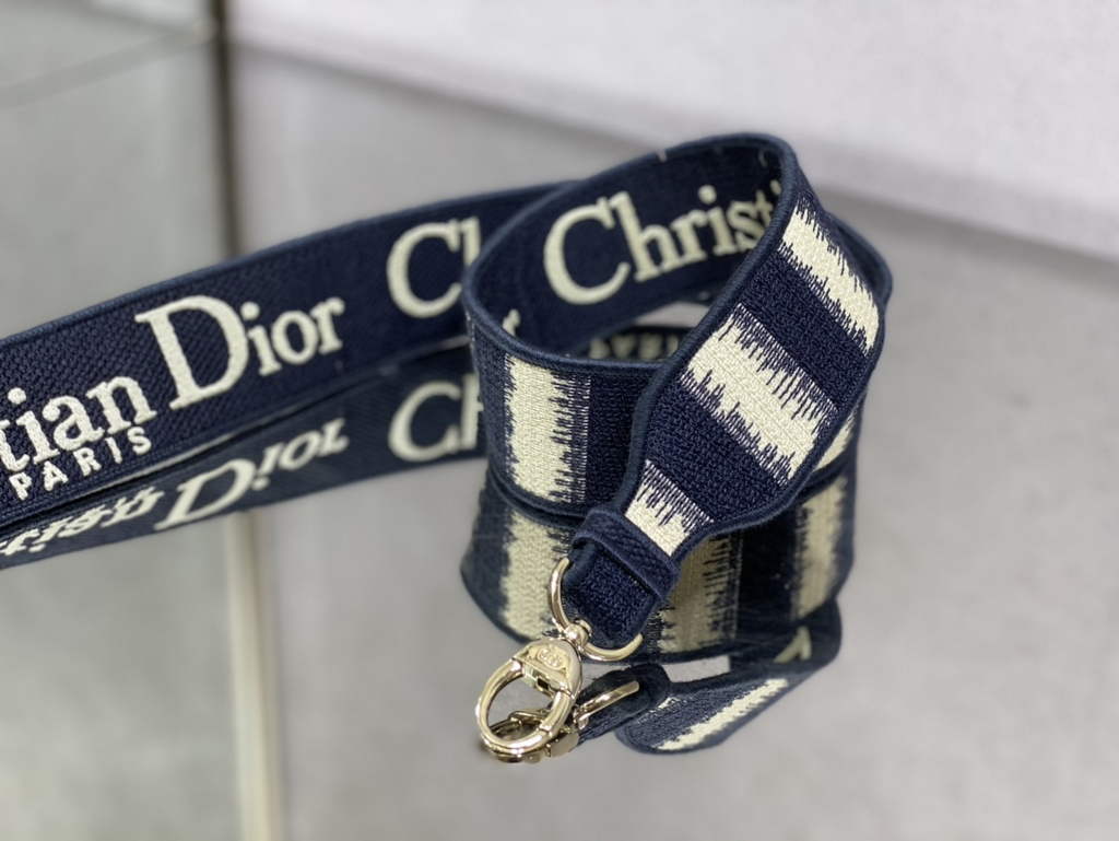 Dior M0565 Medium Lady D-Lite Bag Blue D-Stripes Embroidery - Default Title - View 7