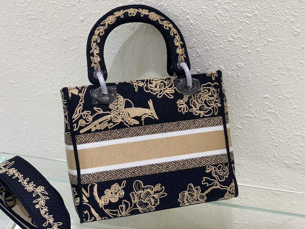 Dior M0565 Medium Lady D-Lite Bag de Jouy Zodiac Embroidery Black - Default Title - View 5