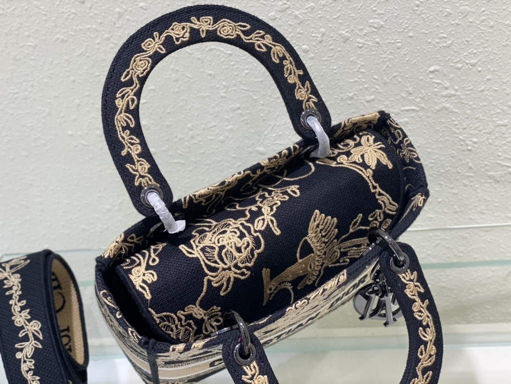 Dior M0565 Medium Lady D-Lite Bag de Jouy Zodiac Embroidery Black - Default Title - View 8