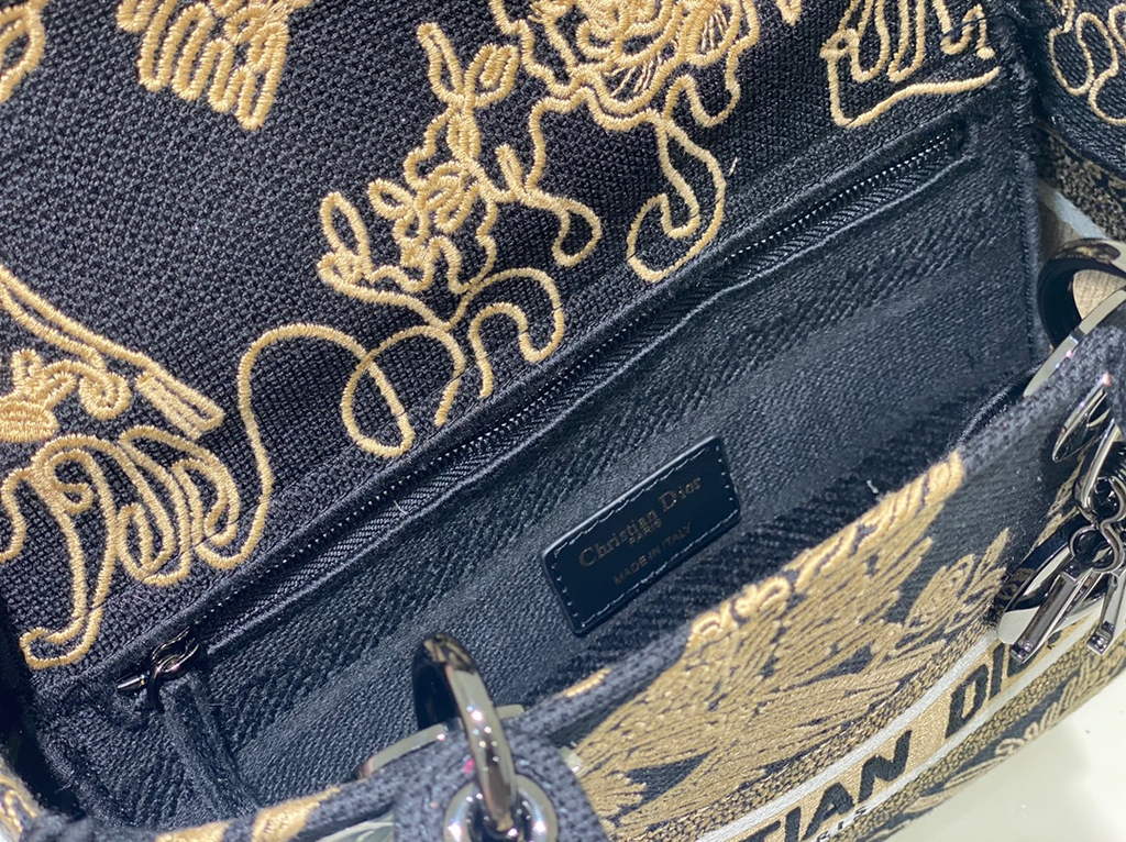Dior M0565 Medium Lady D-Lite Bag de Jouy Zodiac Embroidery Black - Default Title - View 9