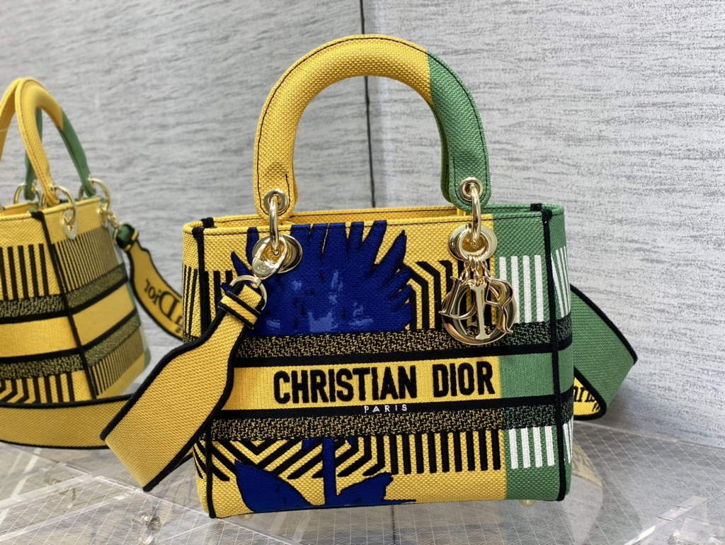 Dior M0565 Medium Lady D-Lite Bag Embroidery Yellow - Default Title - View 2