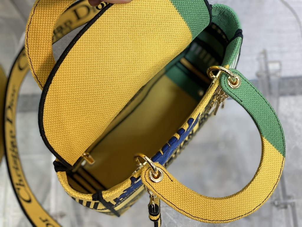 Dior M0565 Medium Lady D-Lite Bag Embroidery Yellow - Default Title - View 8