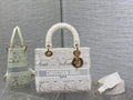 Dior M0565 Medium Lady D-Lite Bag lace Embroidery White - Default Title - View 1