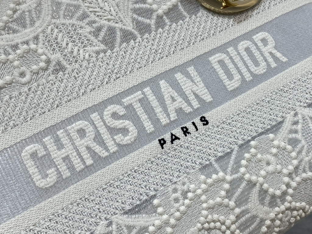 Dior M0565 Medium Lady D-Lite Bag lace Embroidery White - Default Title - View 3