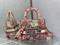 Dior M0565 Medium Lady D-Lite Bag Multicolor Embroidery Red - Default Title - View 1