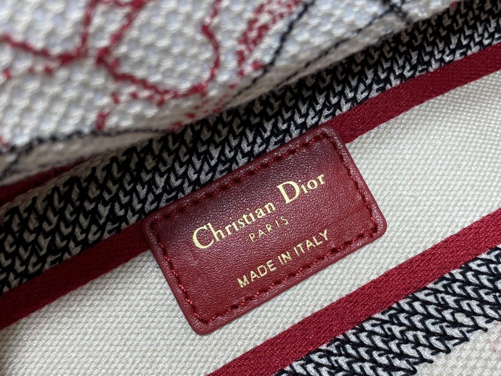 Dior M0565 Medium Lady D-Lite Bag Multicolor Embroidery Red - Default Title - View 9