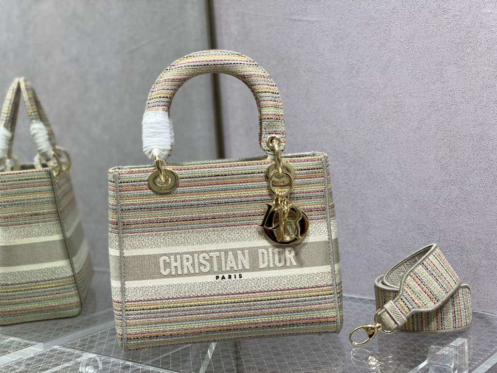 Dior M0565 Medium Lady D-Lite Bag Multicolor Embroidery Beige - Default Title - View 2