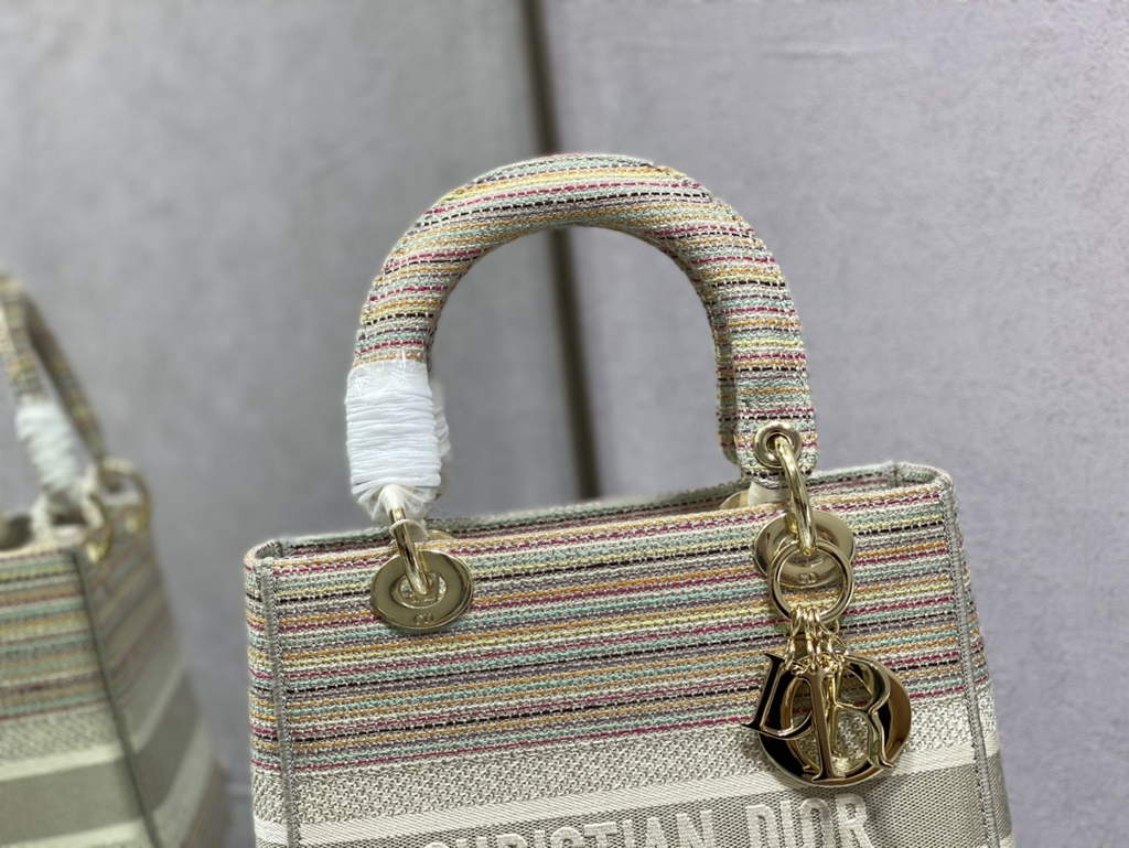 Dior M0565 Medium Lady D-Lite Bag Multicolor Embroidery Beige - Default Title - View 3