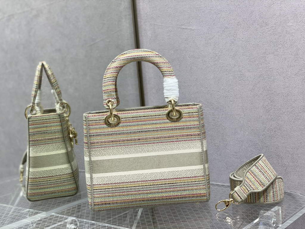 Dior M0565 Medium Lady D-Lite Bag Multicolor Embroidery Beige - Default Title - View 4