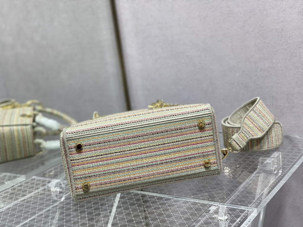 Dior M0565 Medium Lady D-Lite Bag Multicolor Embroidery Beige - Default Title - View 7