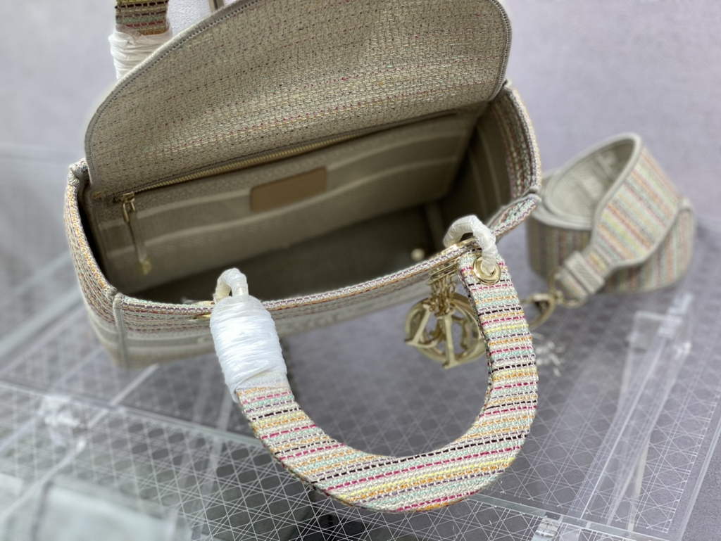 Dior M0565 Medium Lady D-Lite Bag Multicolor Embroidery Beige - Default Title - View 8