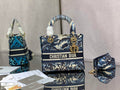 Dior M0565 Medium Lady D-Lite Bag Multicolor Embroidery Blue - Default Title - View 1
