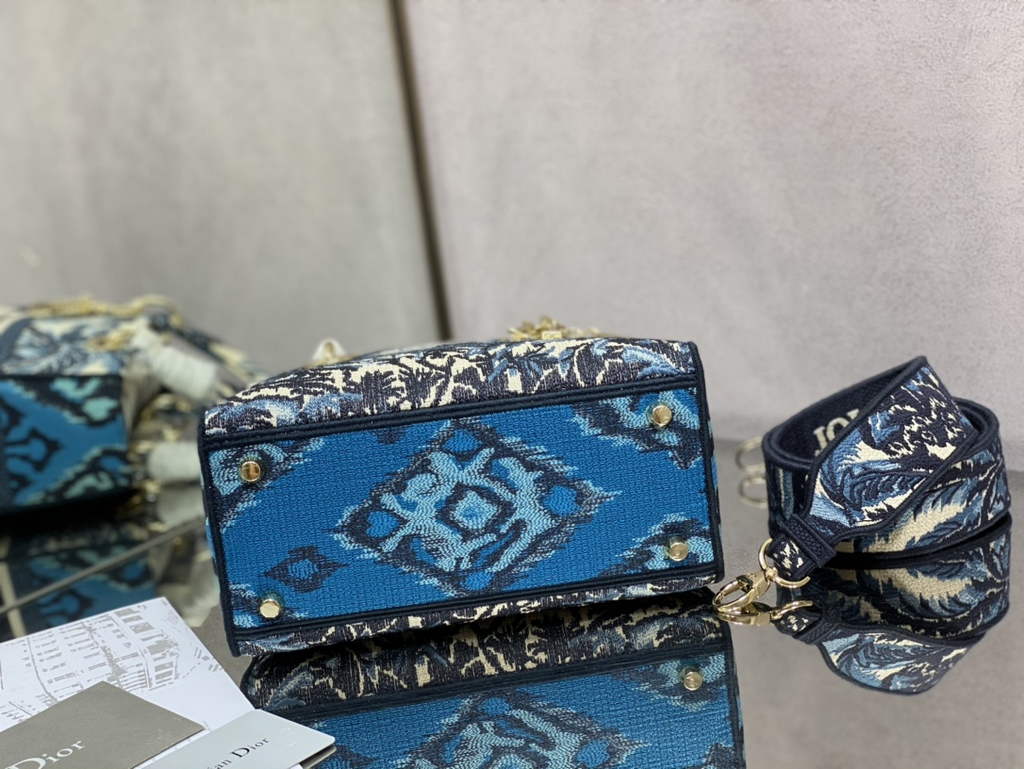 Dior M0565 Medium Lady D-Lite Bag Multicolor Embroidery Blue - Default Title - View 7
