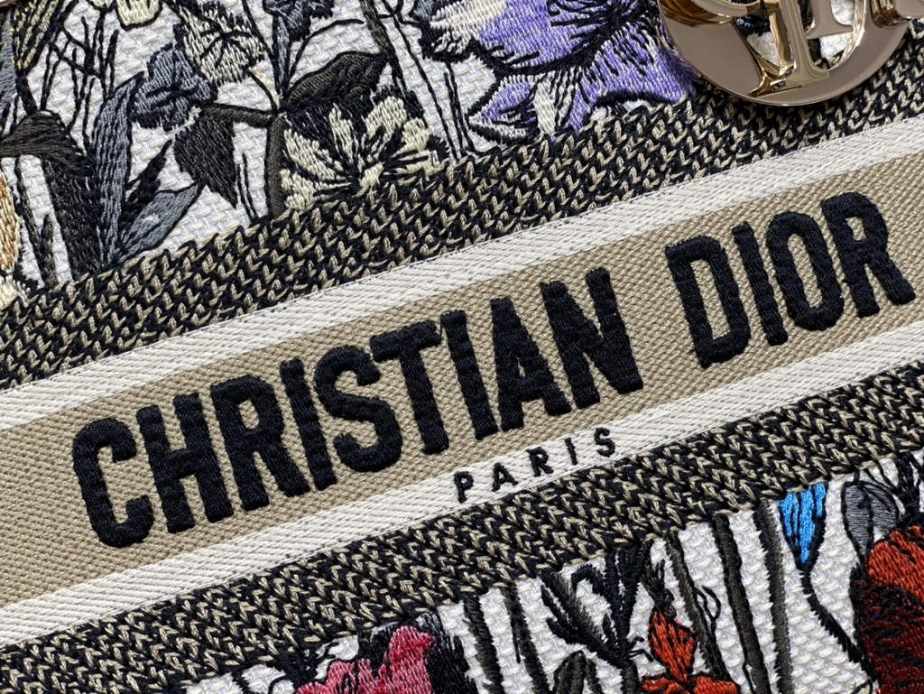 Dior M0565 Medium Lady D-Lite Bag Beige Multicolor Embroidery - Default Title - View 6