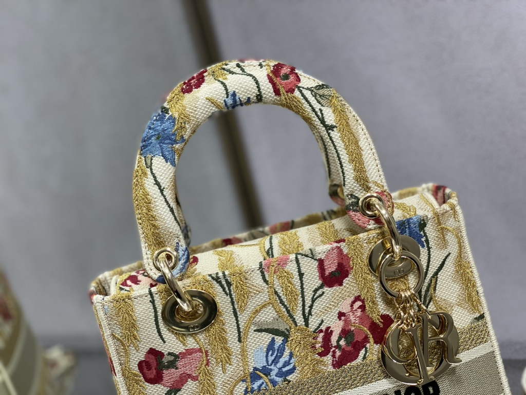Dior M0565 Medium Lady D-Lite Bag Multicolor Embroidery Beige - Default Title - View 3
