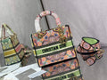 Dior M0565 Medium Lady D-Lite Bag Beige Embroidery Multicolor - Default Title - View 1