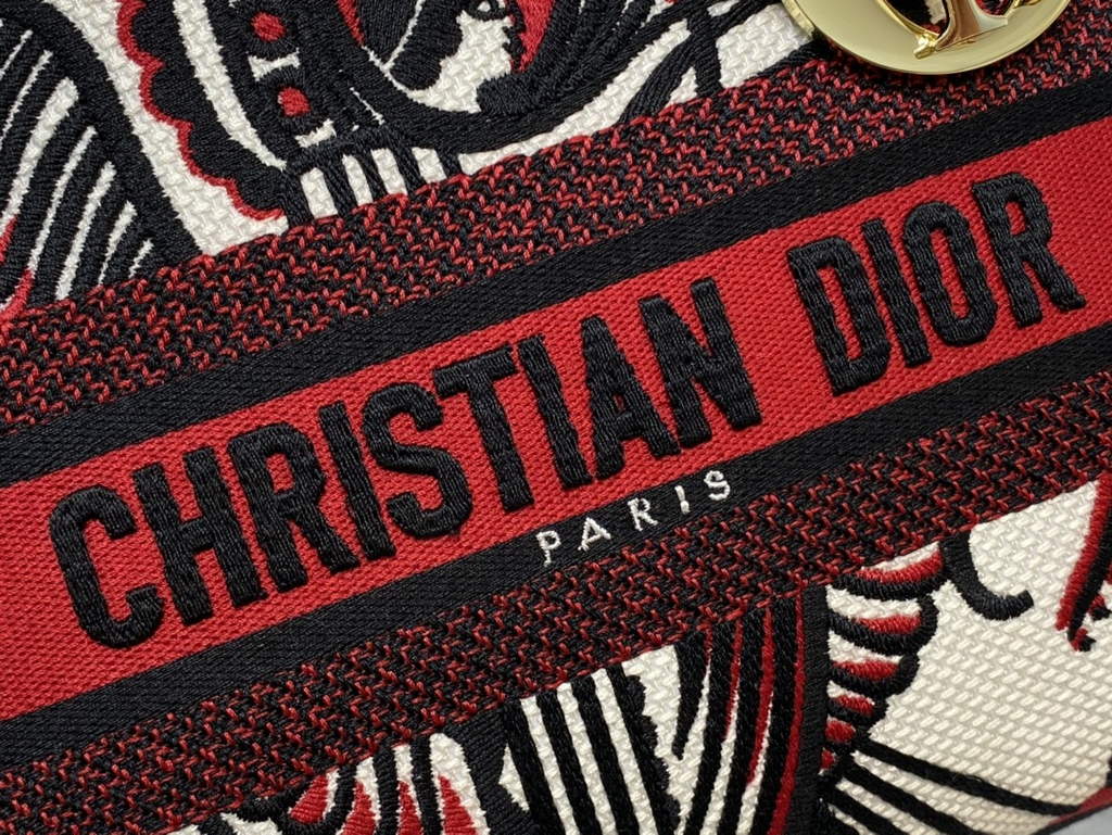 Dior M0565 Medium Lady D-Lite Bag Multicolor Embroidery Red - Default Title - View 4