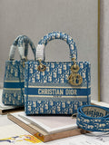 Dior M0565 Medium Lady D-Lite Bag Multicolor Embroidery Blue - Default Title - View 1