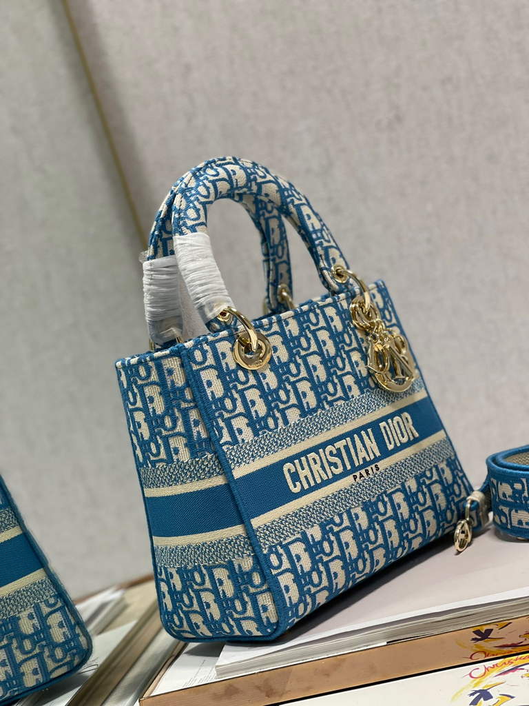 Dior M0565 Medium Lady D-Lite Bag Multicolor Embroidery Blue - Default Title - View 5