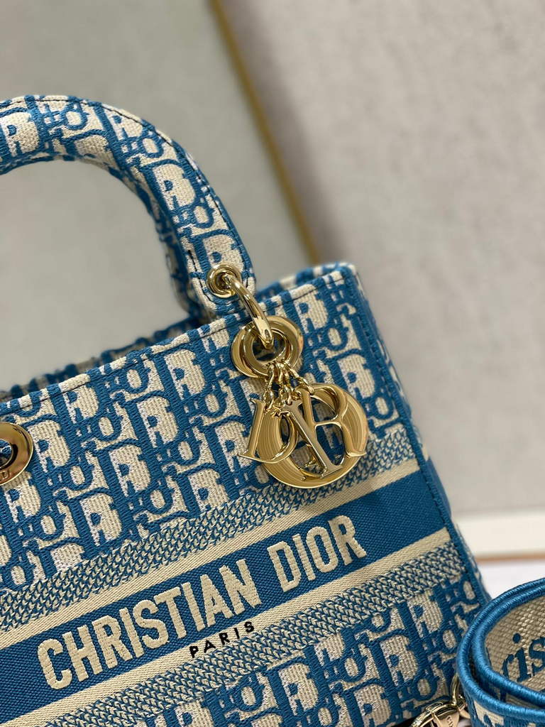 Dior M0565 Medium Lady D-Lite Bag Multicolor Embroidery Blue - Default Title - View 7