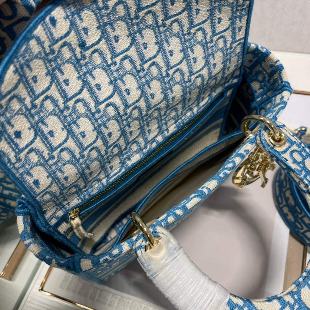 Dior M0565 Medium Lady D-Lite Bag Multicolor Embroidery Blue - Default Title - View 8