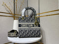Dior M0565 Medium Lady D-Lite Bag Multicolor Embroidery Navy Blue - Default Title - View 1