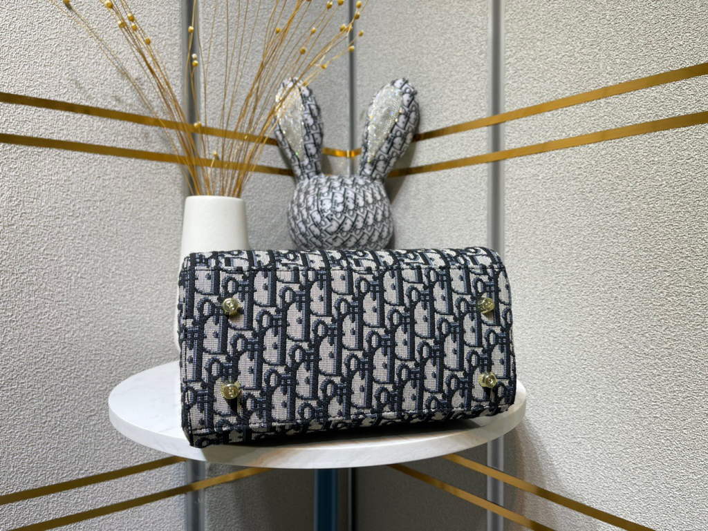 Dior M0565 Medium Lady D-Lite Bag Multicolor Embroidery Navy Blue - Default Title - View 4