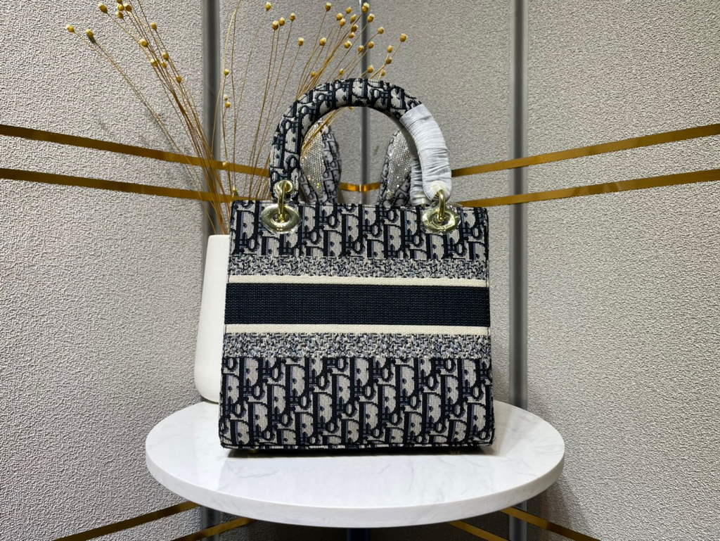 Dior M0565 Medium Lady D-Lite Bag Multicolor Embroidery Navy Blue - Default Title - View 5