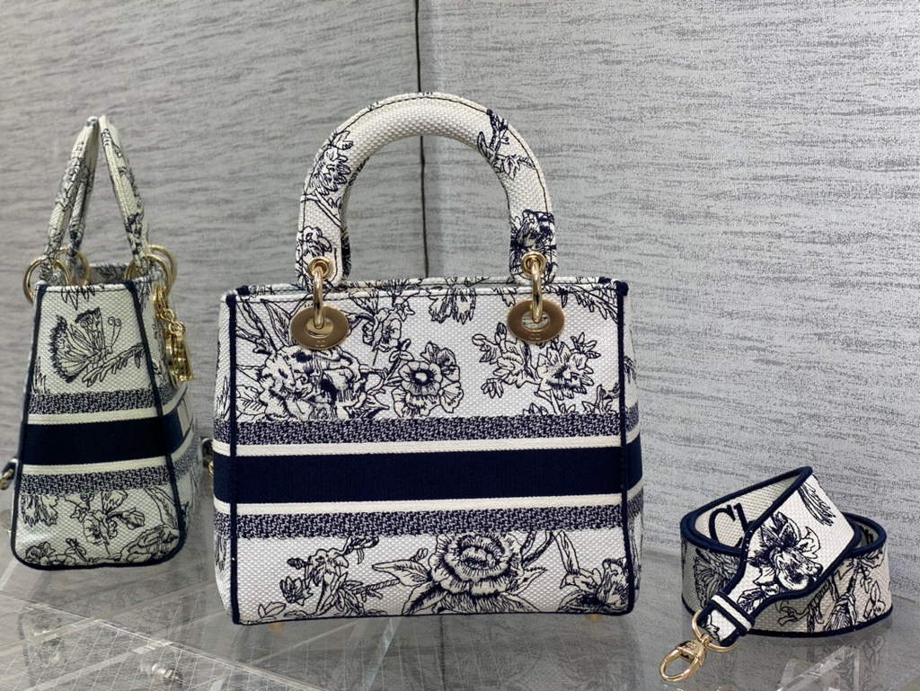 Dior M0565 Medium Lady D-Lite Bag Powder White - Default Title - View 5