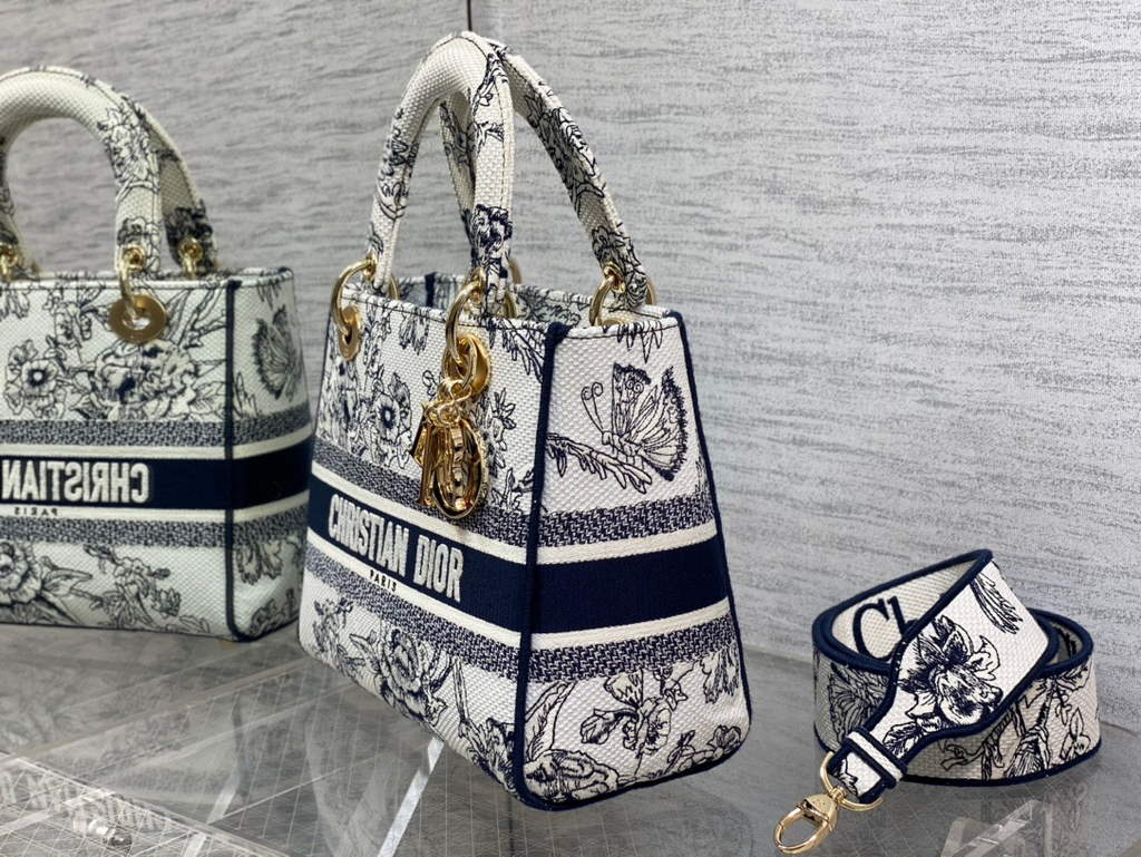 Dior M0565 Medium Lady D-Lite Bag Powder White - Default Title - View 6
