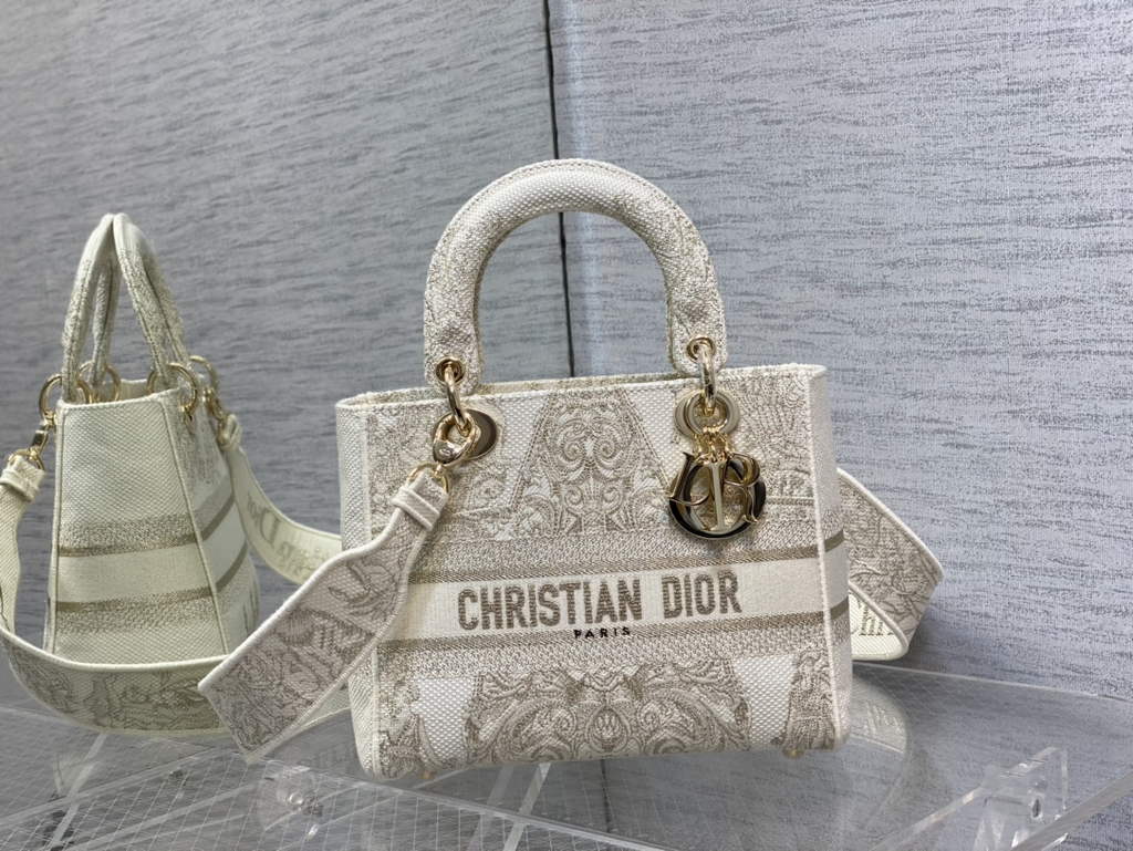 Dior M0565 Medium Lady D-Lite Bag Toile de Jouy Beige - Default Title - View 1