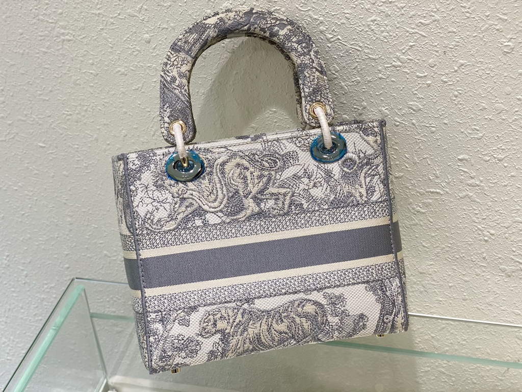 Dior M0565 Medium Lady D-Lite Bag Toile de Jouy Gray - Default Title - View 4
