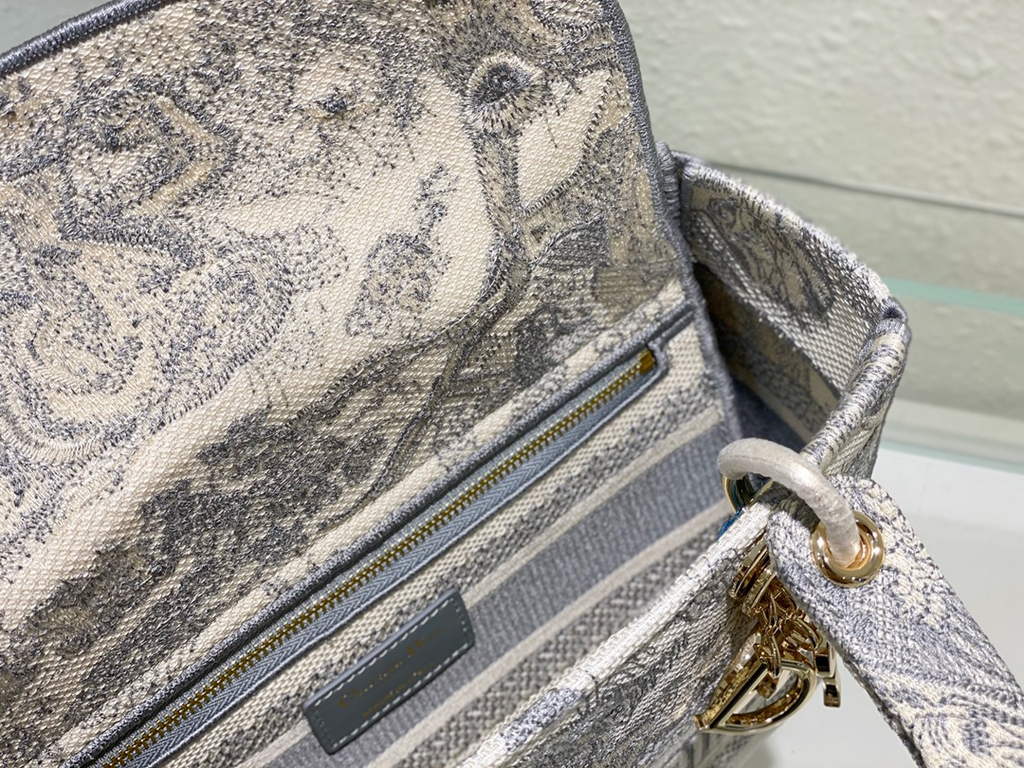 Dior M0565 Medium Lady D-Lite Bag Toile de Jouy Gray - Default Title - View 8