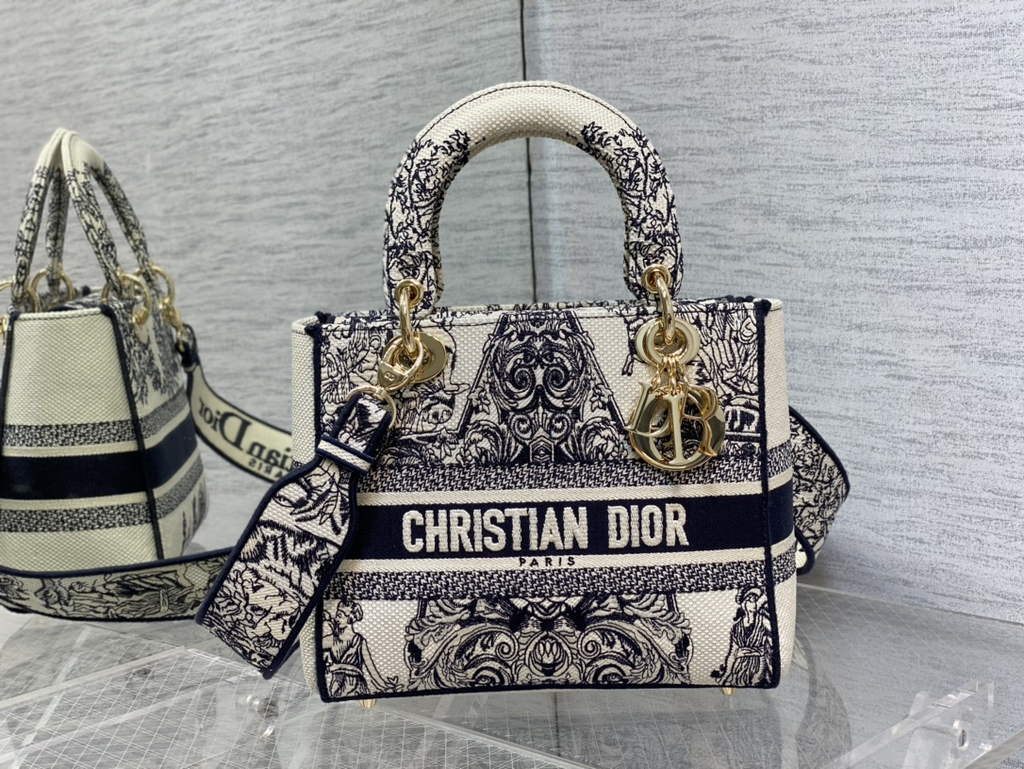Dior M0565 Medium Lady D-Lite Bag Toile de Jouy Black - Default Title - View 2