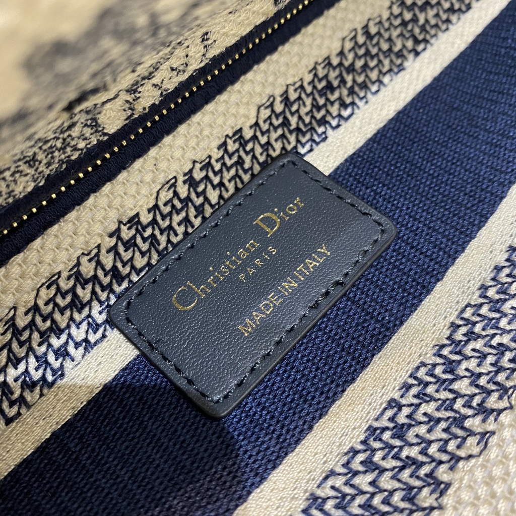 Dior M0565 Medium Lady D-Lite Bag Toile de Jouy Navy Blue - Default Title - View 9