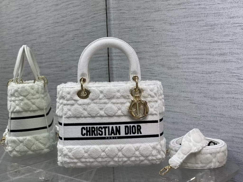 Dior M0565 Medium Lady D-Lite Bag velvet White - Default Title - View 1