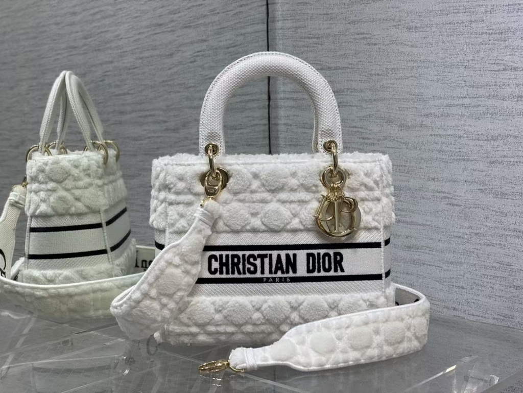 Dior M0565 Medium Lady D-Lite Bag velvet White - Default Title - View 2