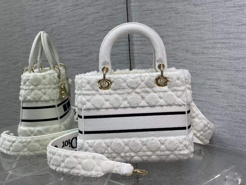 Dior M0565 Medium Lady D-Lite Bag velvet White - Default Title - View 6