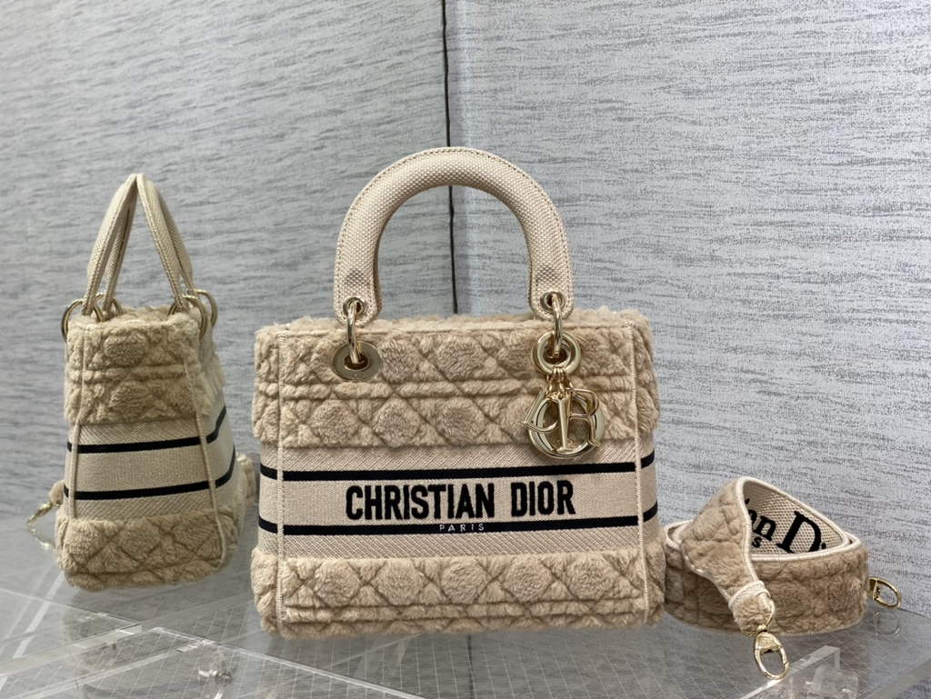 Dior M0565 Medium Lady D-Lite Bag velvet Dark White - Default Title - View 1