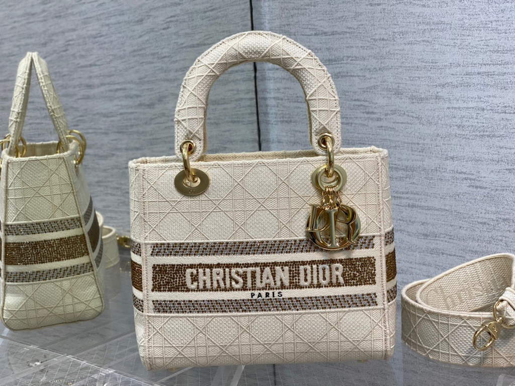 Dior M0565 Medium Lady D-Lite Bag wood Cannage Beige - Default Title - View 2