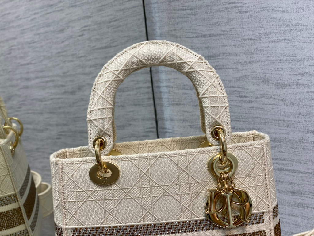 Dior M0565 Medium Lady D-Lite Bag wood Cannage Beige - Default Title - View 3