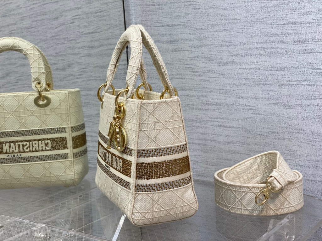 Dior M0565 Medium Lady D-Lite Bag wood Cannage Beige - Default Title - View 5