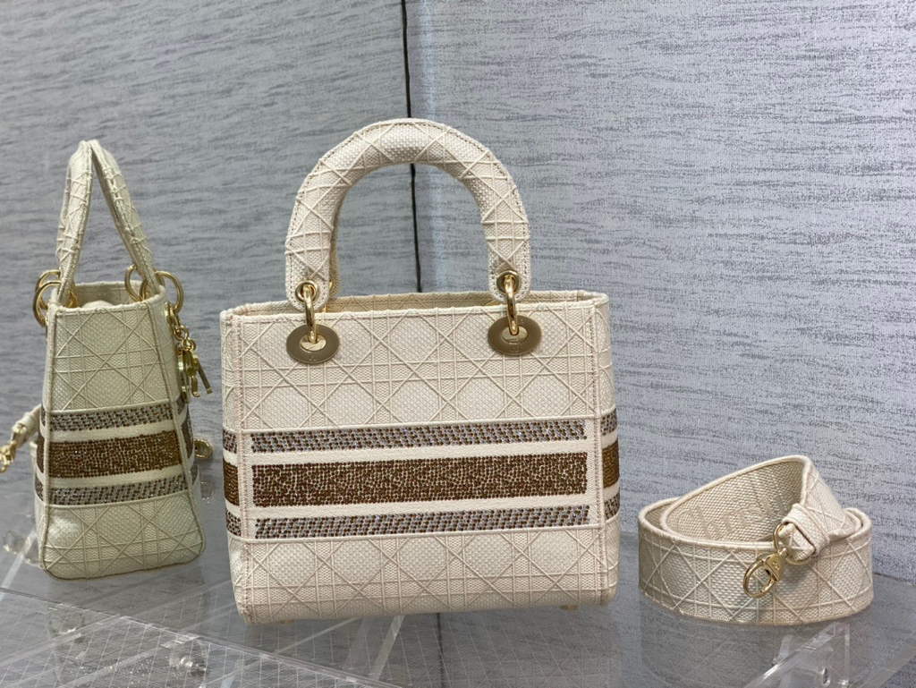 Dior M0565 Medium Lady D-Lite Bag wood Cannage Beige - Default Title - View 6